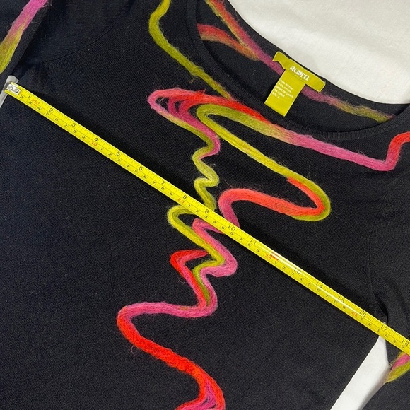 ACORN Abstract Swirl Artsy Sweater Small - black green pink red yellow - Picture 8 of 11